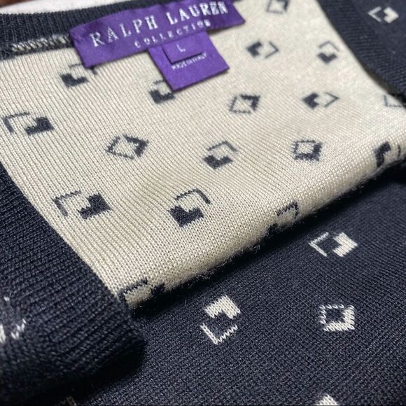 Ralph Lauren Spring *07 Black & Cream Cashmere Blend 3D Cube V-Neck Sweater Vest - Picture 5 of 17